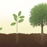An illustration of the 3-3-3 rule for habits, showing a plant's growth from a sprout to a sapling to a strong tree, symbolizing habit formation over time.