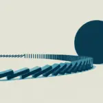 An illustration of the domino effect representing how small atomic habits examples lead to significant, lasting change.