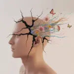 Illustration of a mind breaking free from rigid chains, symbolizing the process to develop a free mindset for mental freedom and personal growth.