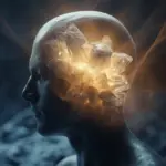 Symbolic image representing how to develop a strong mindset, showing a focused human profile with a glowing, resilient core of mental strength.