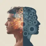 Conceptual illustration showing the difference between motivation, represented by chaotic sparks, and discipline, represented by orderly gears, within a human mind. Motivation vs Discipline