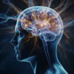 An artistic depiction of mental resilience science, showing a human silhouette with a glowing, powerful network of neural pathways representing a strong and resilient brain.