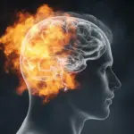 An abstract image showing motivation vs discipline, with a fiery spark on one side of a brain and structured gears on the other.