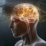 An abstract illustration of a brain being rewired, symbolizing the process of eliminating bad habits by replacing tangled, dark pathways with glowing, organized ones.