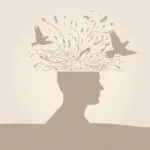 Illustration of a silhouette head opening up to release a colorful burst of shapes and a bird, symbolizing how to free your mind and achieve mental clarity.